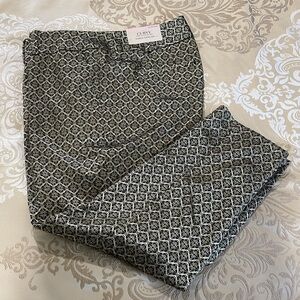 BNWT ANN TAYLOR FACTORY PETITE CURVY METALLIC JACQUARD DESIGN ANKLE TROUSERS 12P